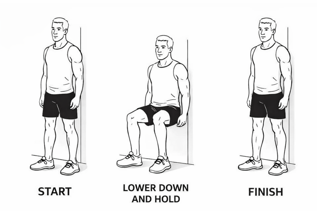 wall sit step-by-step instructional