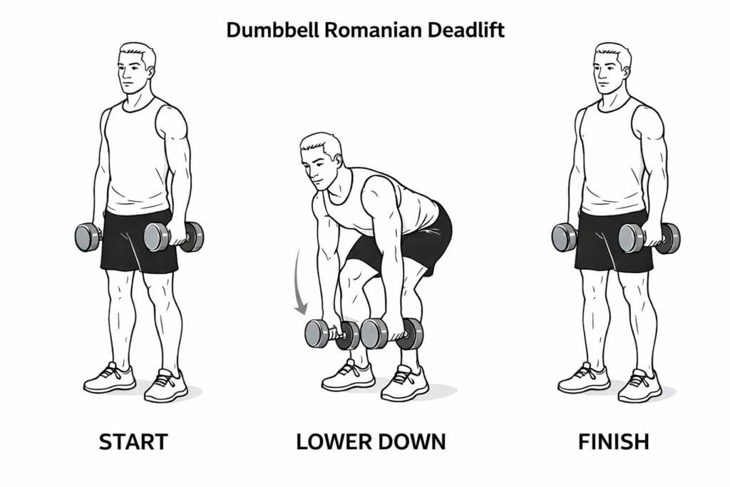 Dumbbell Romanian Deadlift step-by-step instructional