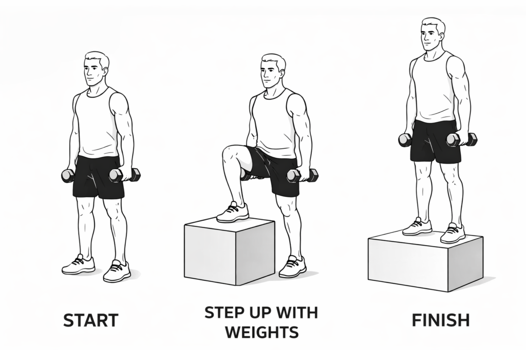 Weighted Step-Ups step-by-step instructional