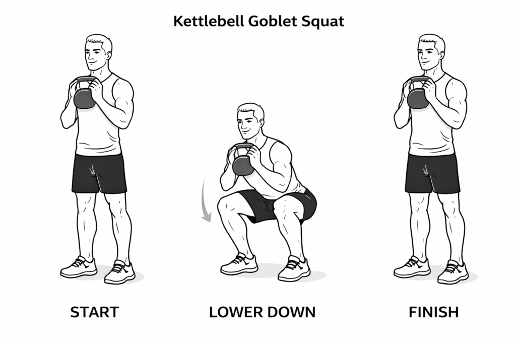 Kettlebell Goblet Squat step-by-step instructional