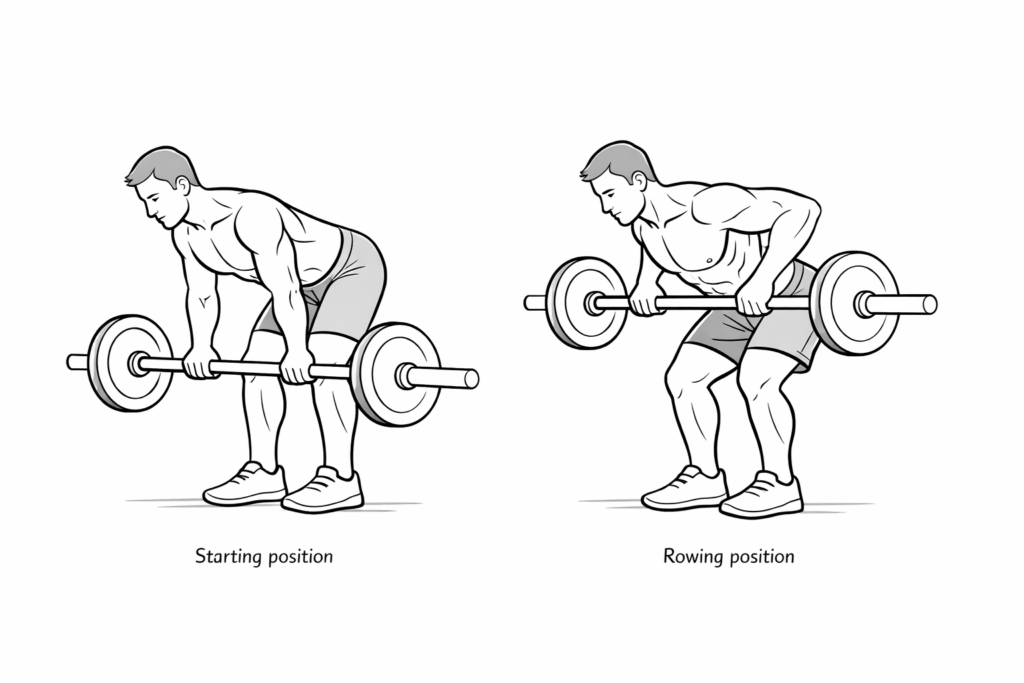 Bent OvervBarbell Row step-by-step instructional