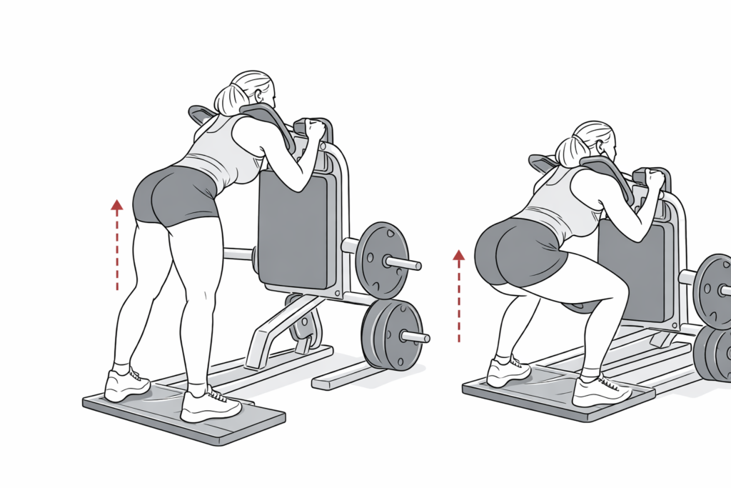 Glute Squat with power squat machine step-by-step instructional