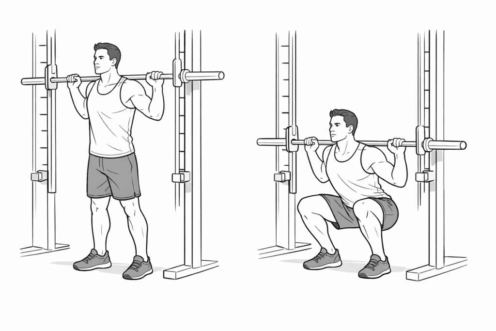 Smith Machine Squat step-by-step instructional