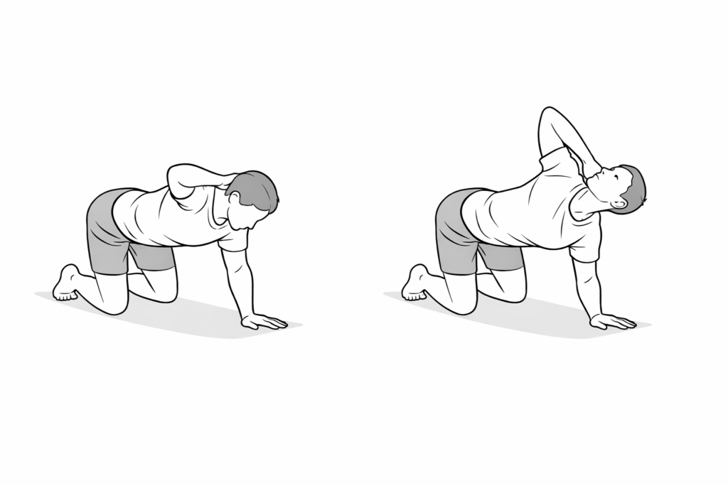 Thoracic Rotation in Quadruped step-by-step instructional