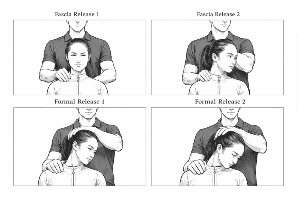 Passive myofascial release of levator scapulae