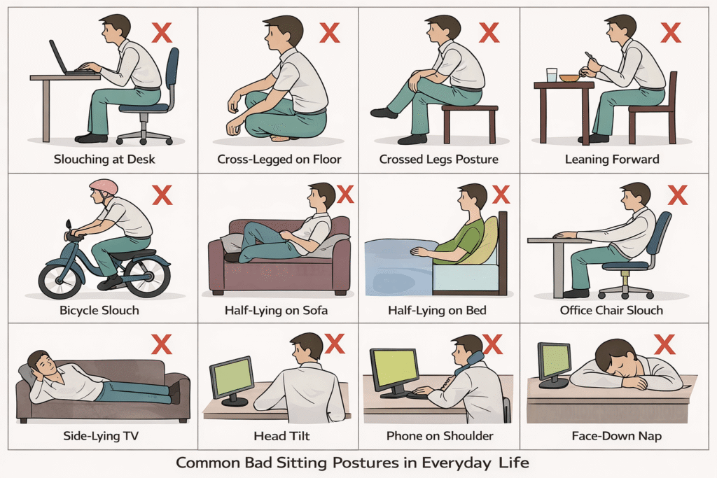 common bad sitting postures cause Upper Cross Syndrome