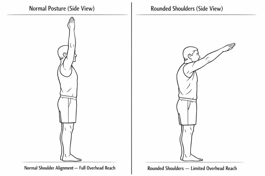 Round Shoulder vs Normal Posture