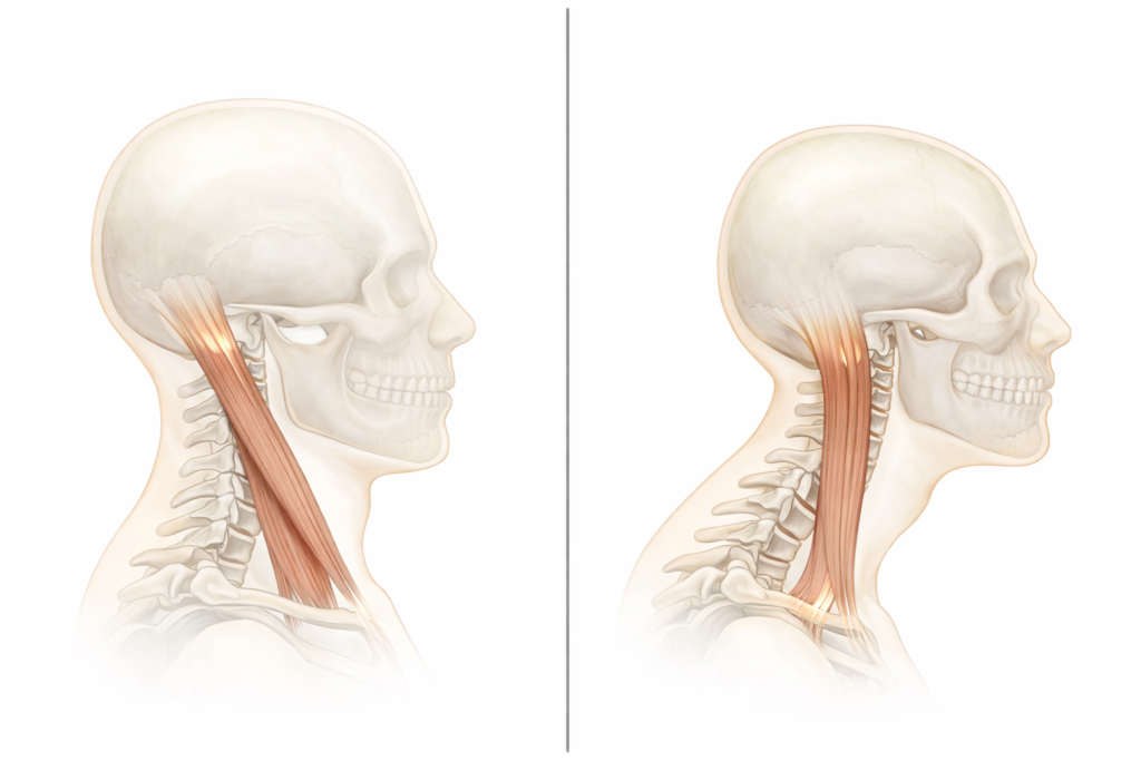 SCM shape: neutral neck vs forward head posture