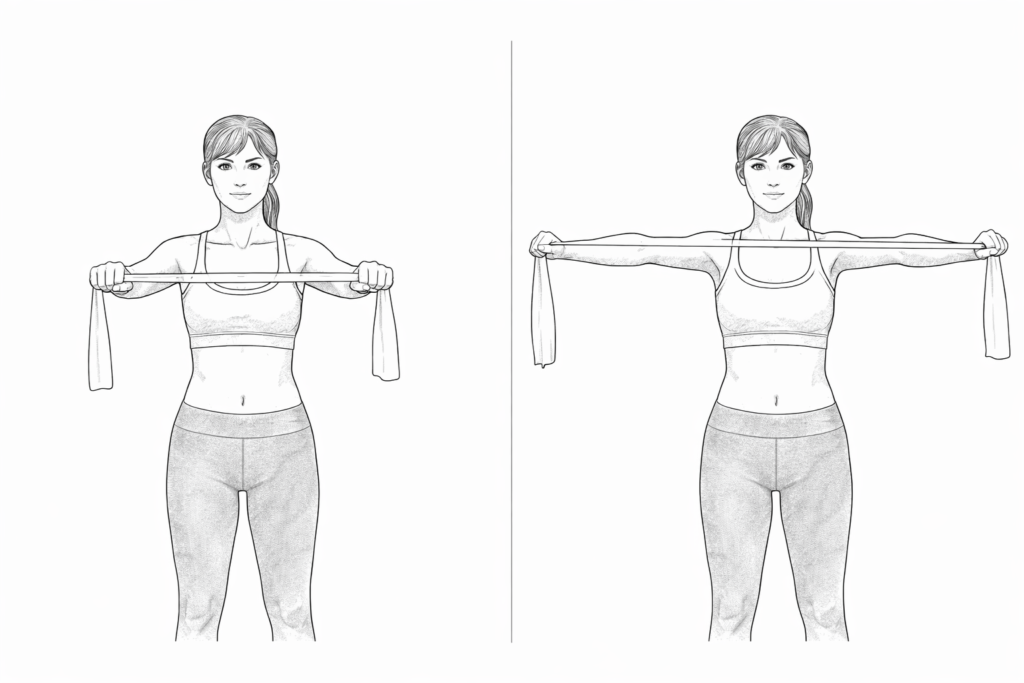 Resistance band neck–shoulder stability exercise