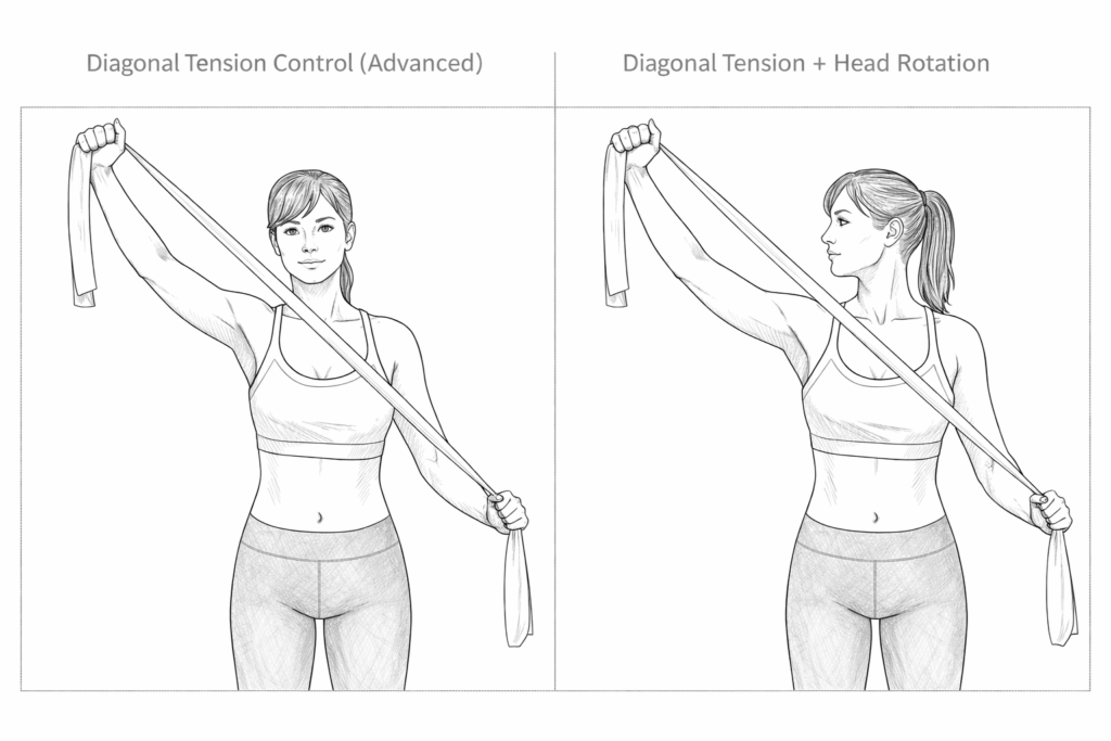 Advanced resistance band neck–shoulder stability exercise