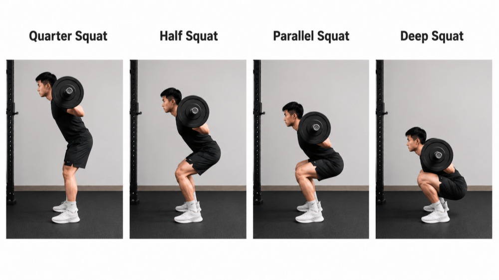 Squat Depth Definitions Quarter, Half, Parallel & Deep Squats